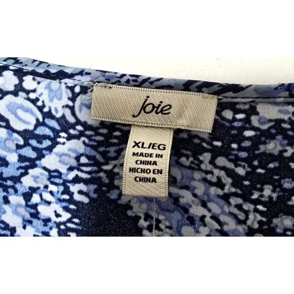 Joie Peasant Blouse Sz XL Paisley Blue Flowy Ruffle Pintucked Boho Artsy Flowy - Picture 3 of 15